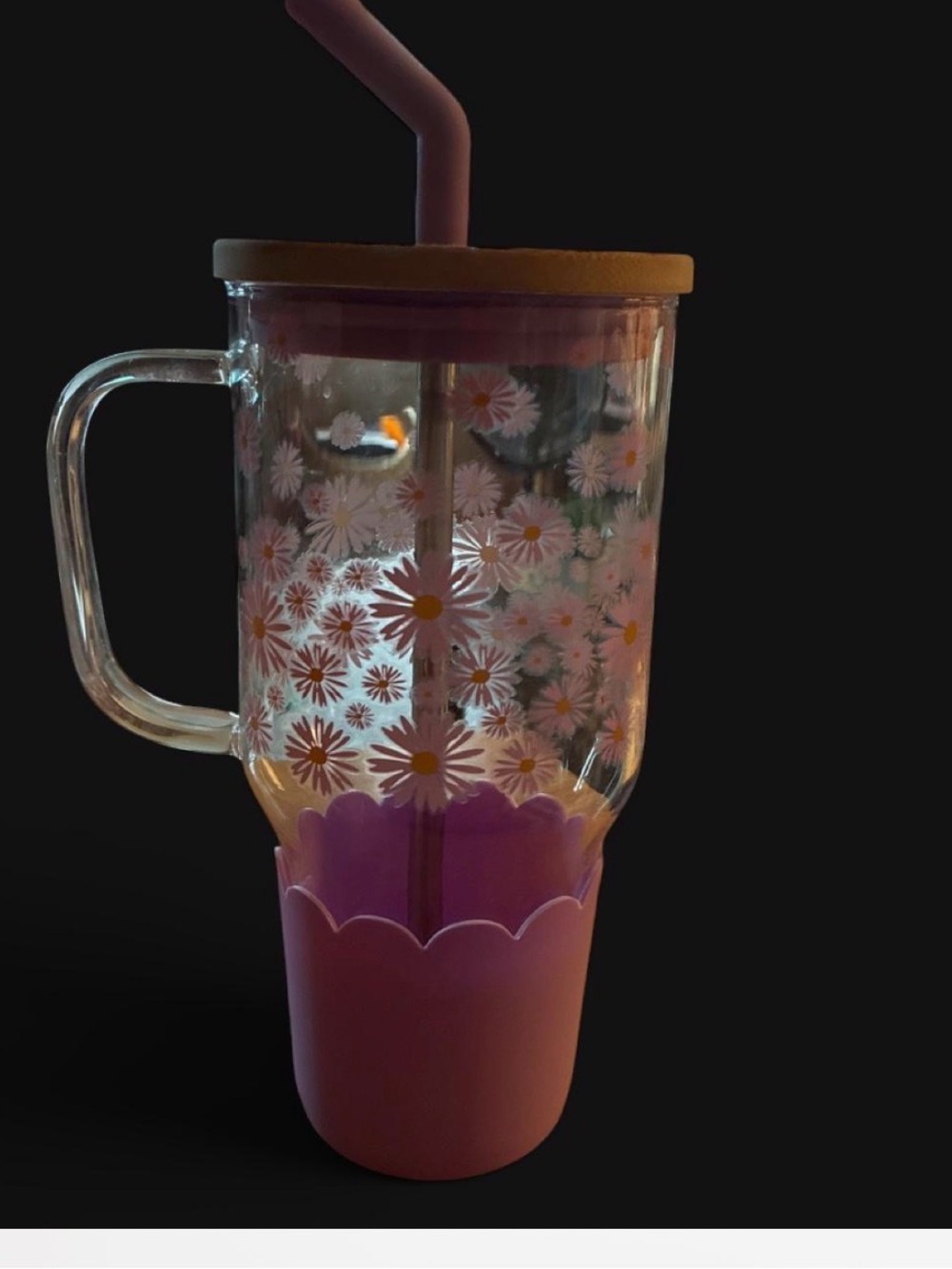 Pink Daisy Insulated Tumbler with Lid & Straw